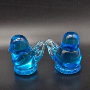 Miniature Blue Bird of Happiness Glass Birds Terra Studios Pair of Two